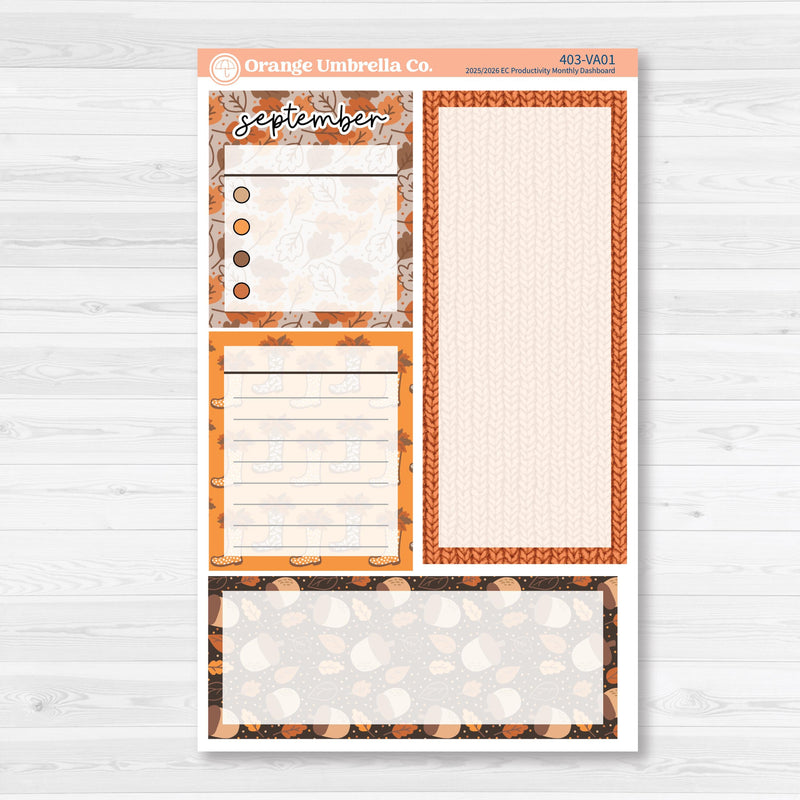 Fall Leaves Autumn Kit | A5 Erin Condren Monthly Dashboard Sticker Kit | 2025-2026 Planners | All Fall Down | KIT-403-VA