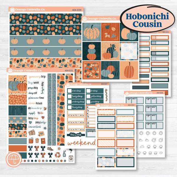 Bold Pumpkin Planner Kit | Hobonichi Cousin Weekly & Daily Planner Kit Stickers | Perfect Pumpkin | KIT-404-E