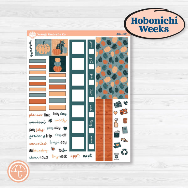 Bold Pumpkin Planner Kit | Hobonichi Weeks Weekly Planner Kit Stickers | Perfect Pumpkin | KIT-404-F