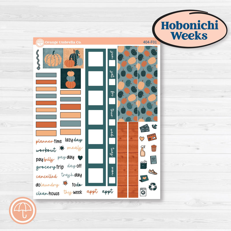 Bold Pumpkin Planner Kit | Hobonichi Weeks Weekly Planner Kit Stickers | Perfect Pumpkin | KIT-404-F