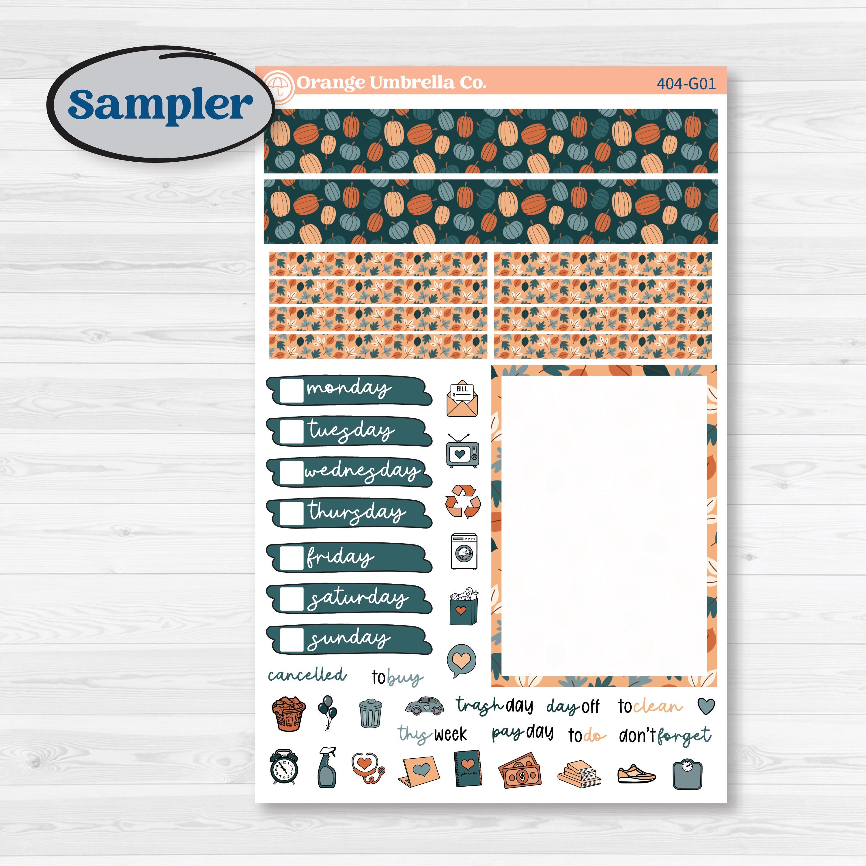 Bold Pumpkin Planner Kit | A5 Compact Vertical Planner Kit Stickers for Erin Condren | Perfect Pumpkin | KIT-404-G