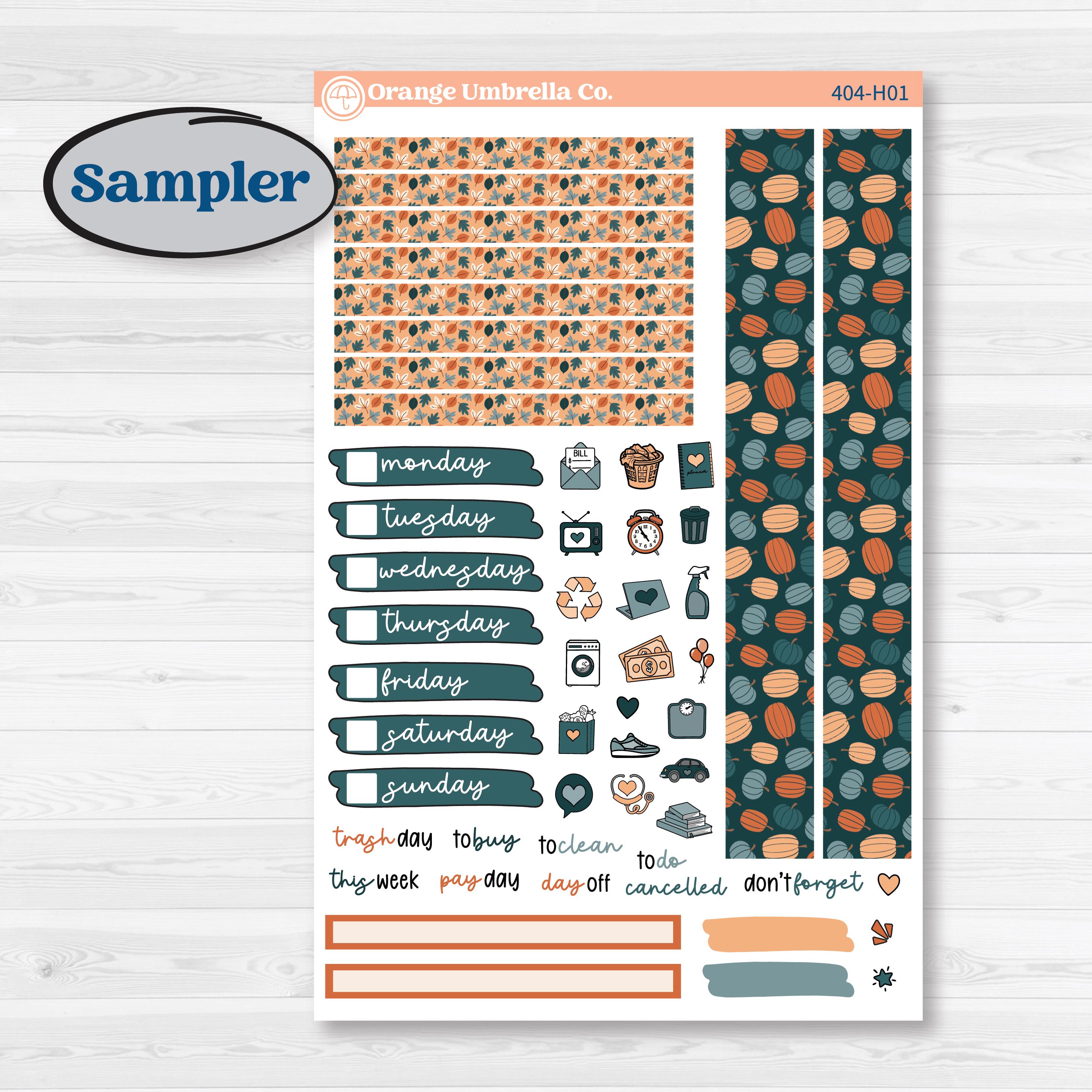 Bold Pumpkin Planner Kit | 7x9 Compact Vertical Planner Kit Stickers | Perfect Pumpkin | KIT-404-H