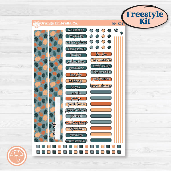 Bold Pumpkin Planner Kit | Freestyle Kit Any Planner Kit Stickers | Perfect Pumpkin | KIT-404-K