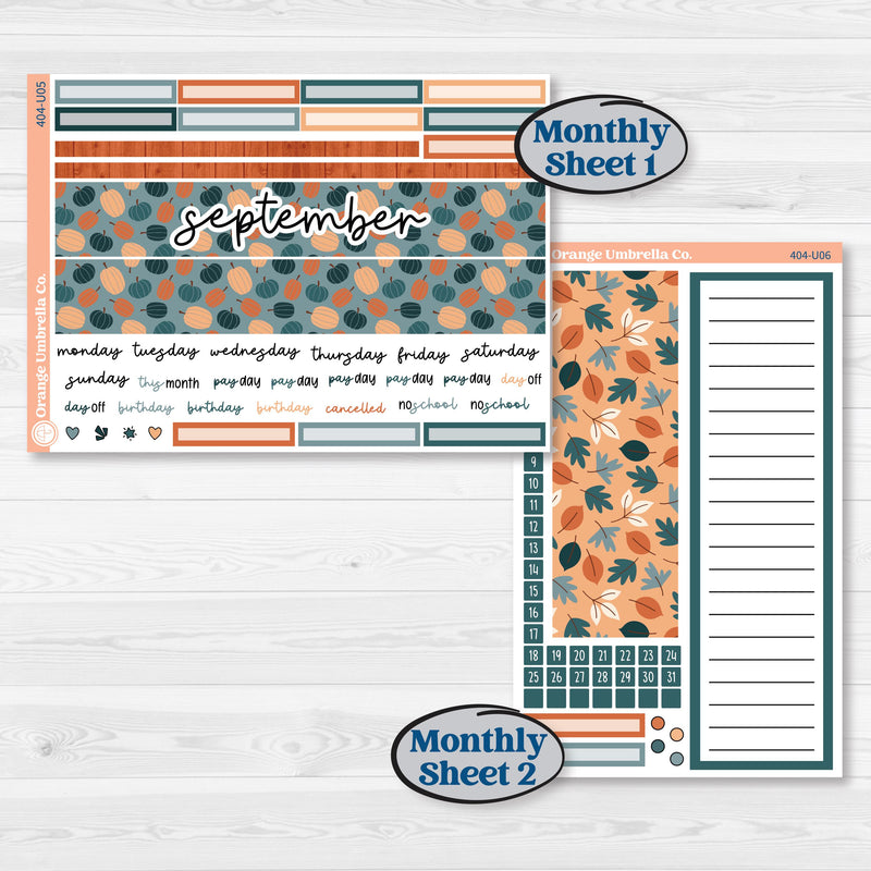 Bold Pumpkin Planner Kit | 8.5x11 Plum Monthly & Dashboard Planner Kit Stickers | Perfect Pumpkin | KIT-404-U
