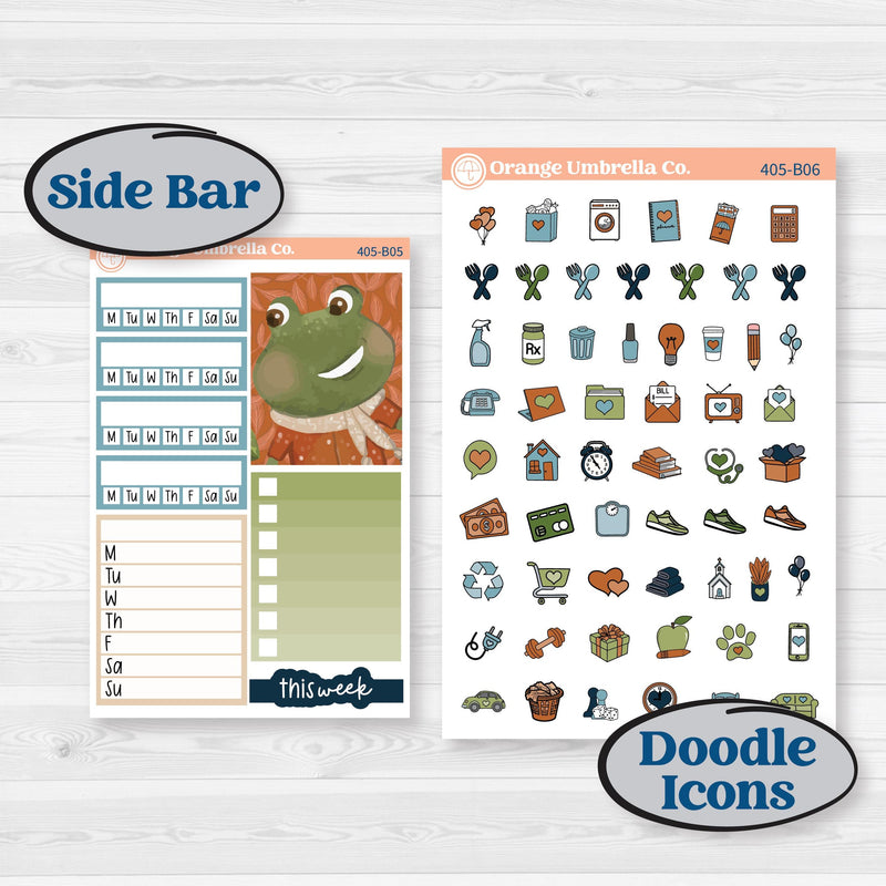 Woodland Frog Planner Kit | Weekly Add-On Planner Kit Stickers | Cameron | KIT-405-B