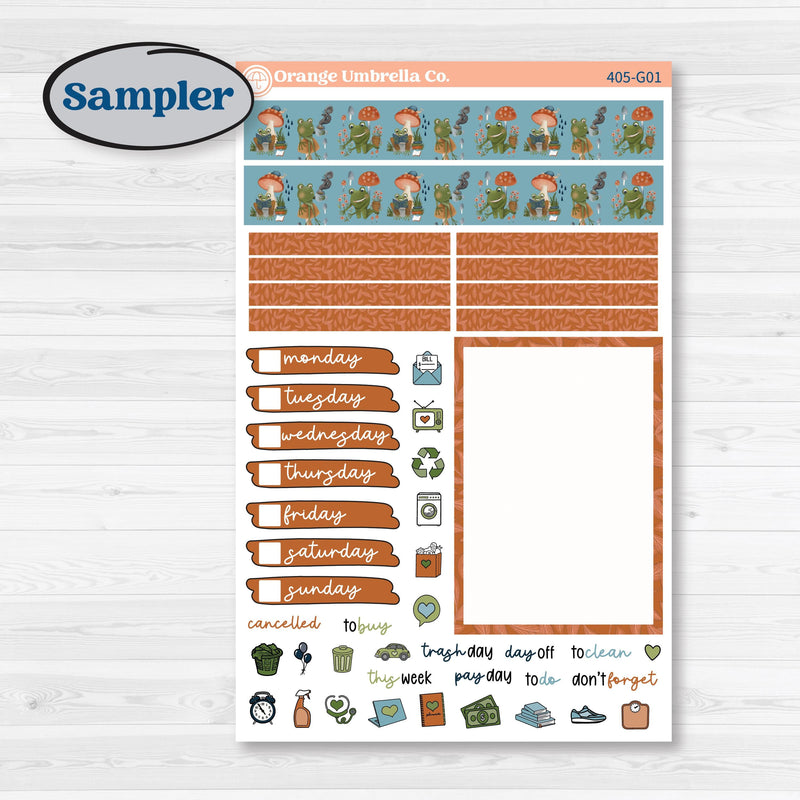 Woodland Frog Planner Kit | A5 Compact Vertical Planner Kit Stickers for Erin Condren | Cameron | KIT-405-G