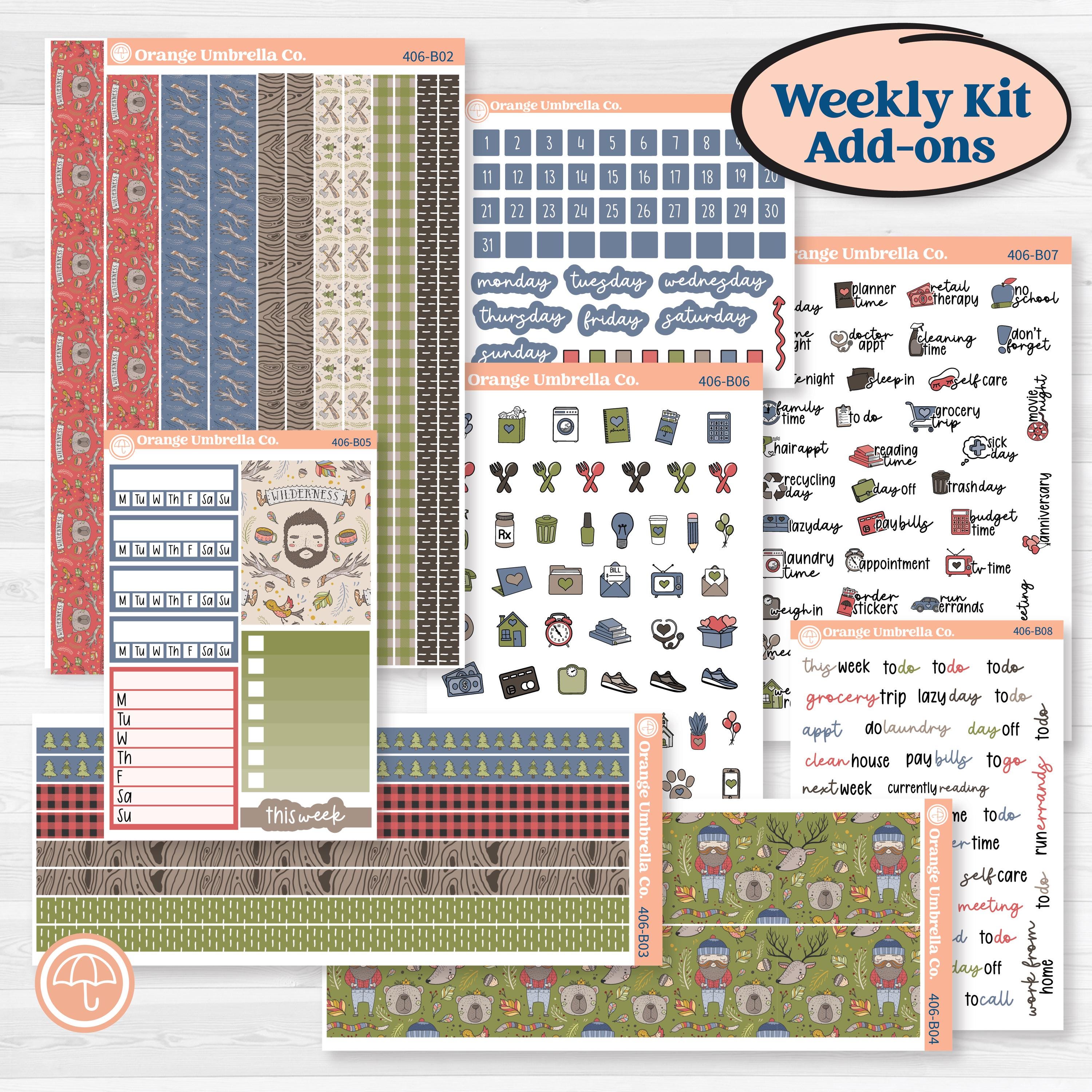 Wilderness Fall Stickers | Weekly Add-On Planner Kit Stickers | Lumberjack | KIT-406-B