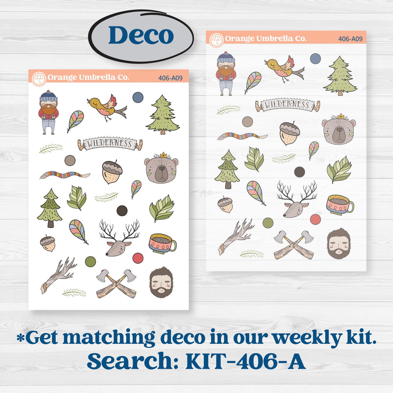 Wilderness Fall Stickers | Journaling Kit Planner Stickers | Lumberjack | KIT-406-D