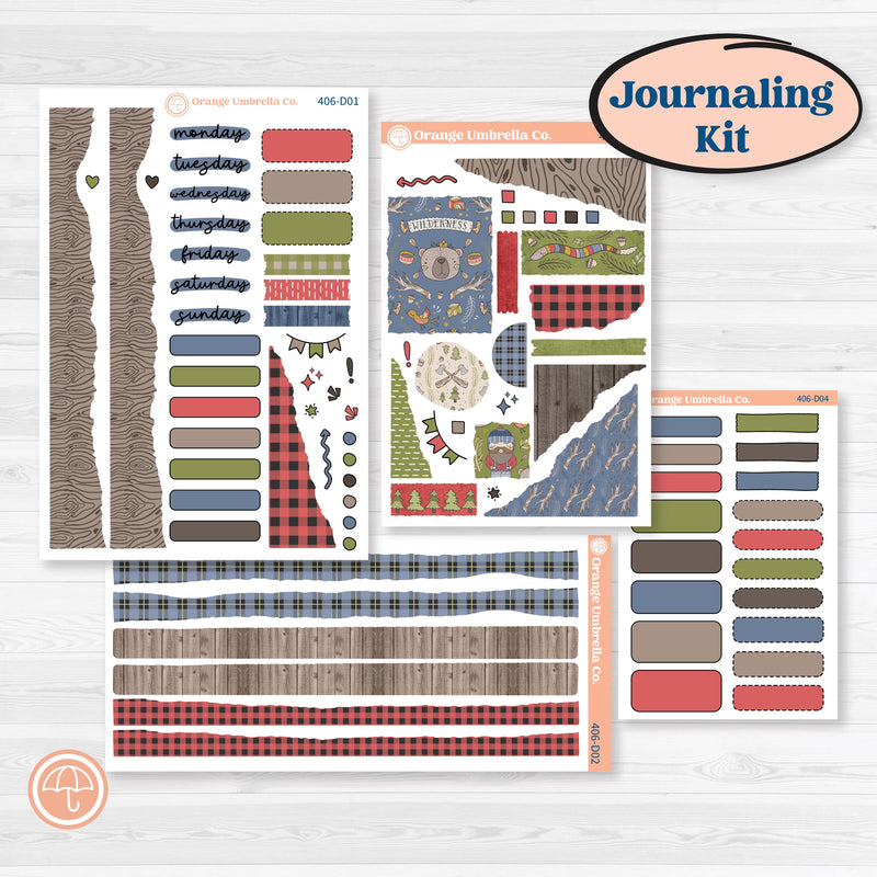 Wilderness Fall Stickers | Journaling Kit Planner Stickers | Lumberjack | KIT-406-D