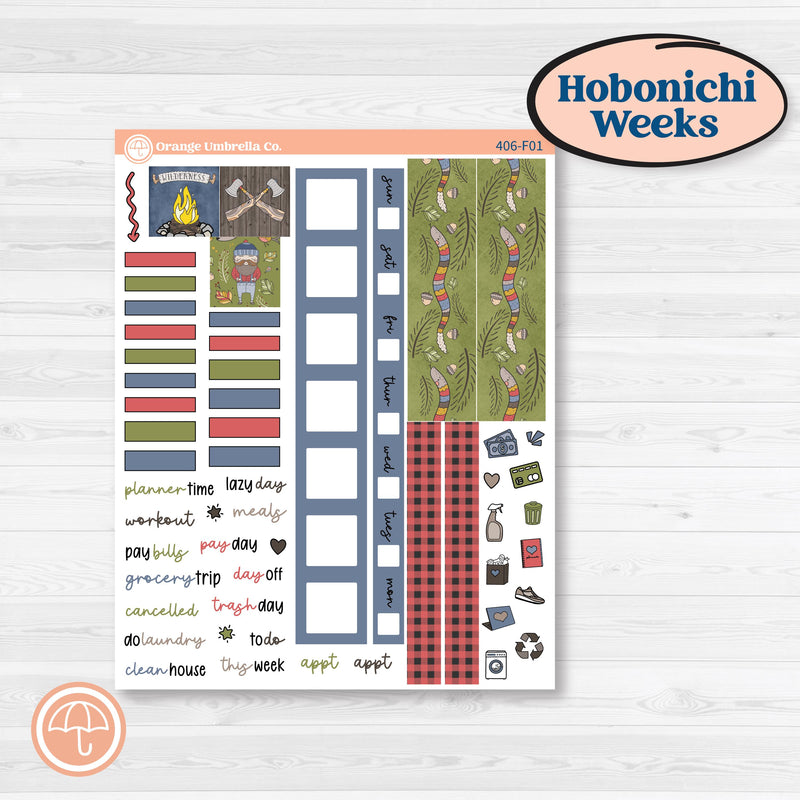 Wilderness Fall Stickers | Hobonichi Weeks Weekly Planner Kit Stickers | Lumberjack | KIT-406-F