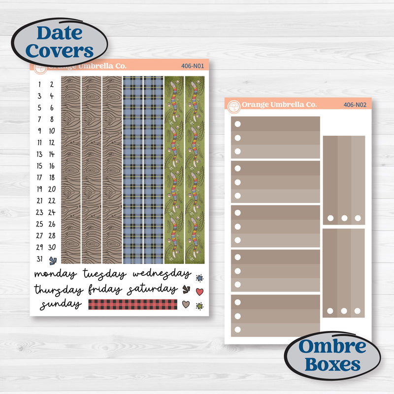 Wilderness Fall Stickers | A5 Plum Daily Planner Kit Stickers | Lumberjack | KIT-406-N