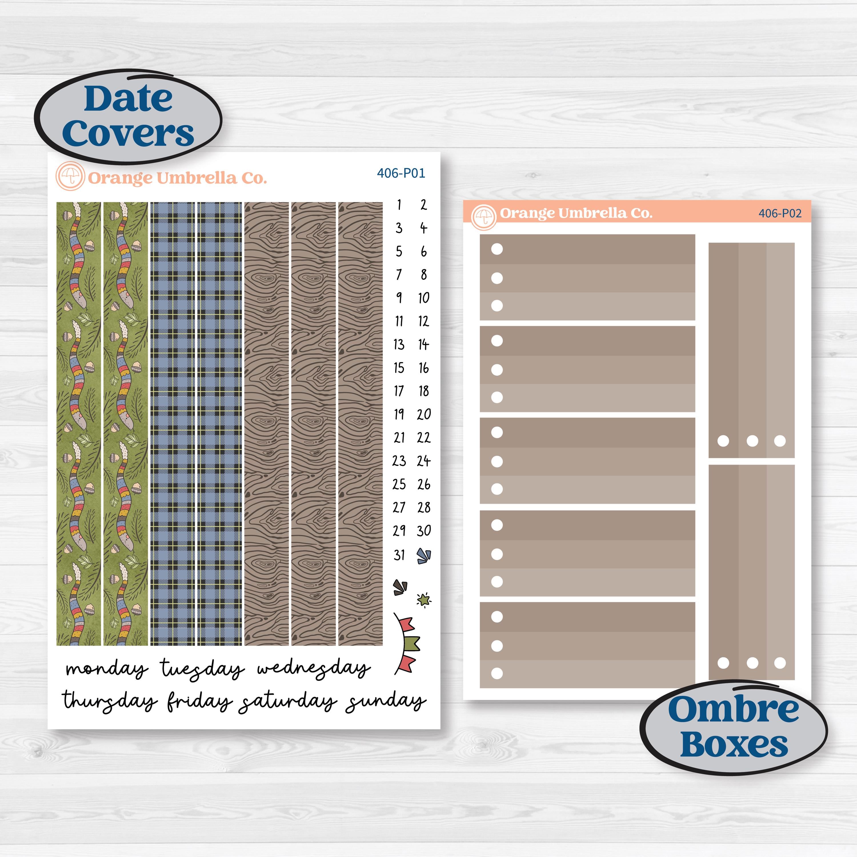 Wilderness Fall Stickers | 7x9 Plum Daily Planner Kit Stickers | Lumberjack | KIT-406-P