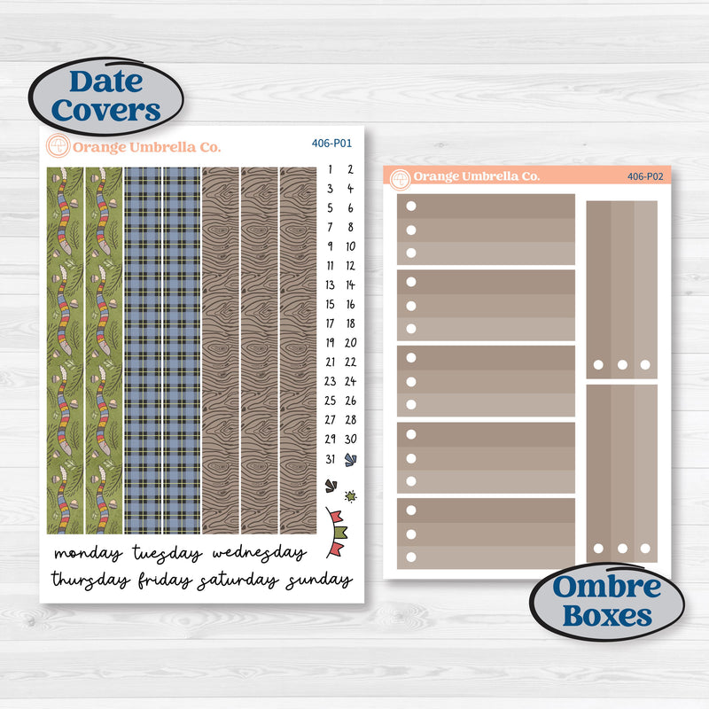 Wilderness Fall Stickers | 7x9 Plum Daily Planner Kit Stickers | Lumberjack | KIT-406-P