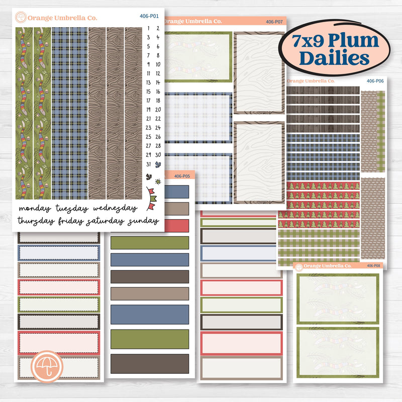 Wilderness Fall Stickers | 7x9 Plum Daily Planner Kit Stickers | Lumberjack | KIT-406-P