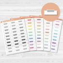 White matte sticker sheet with 30 rectangular planner labels sized for the Hobonichi Cousin weekly layout.