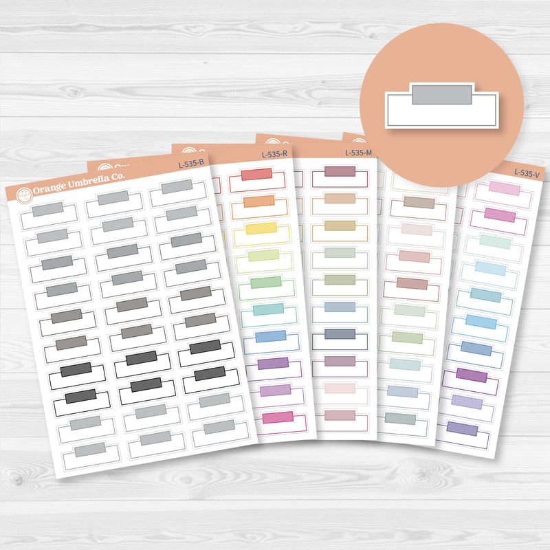 White matte sticker sheet with 30 rectangular planner labels sized for the Hobonichi Cousin weekly layout.