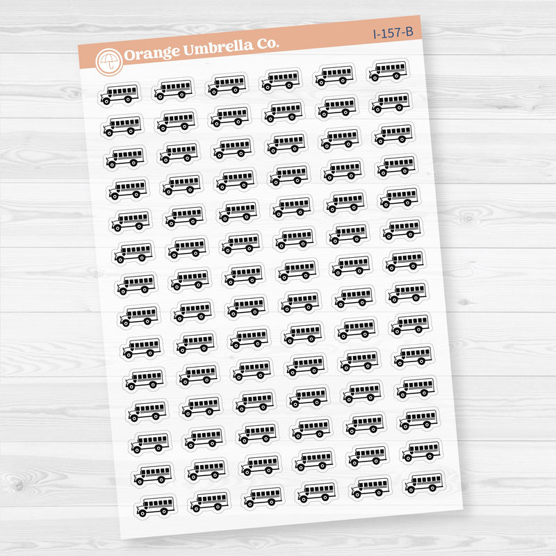 School Bus Icon Planner Stickers | School Related Icons | Clear Matte | I-157-CM