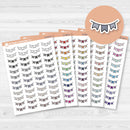 White matte sticker sheet featuring 48 colorful pennant banner icons in a mix of soft and bold colorways.