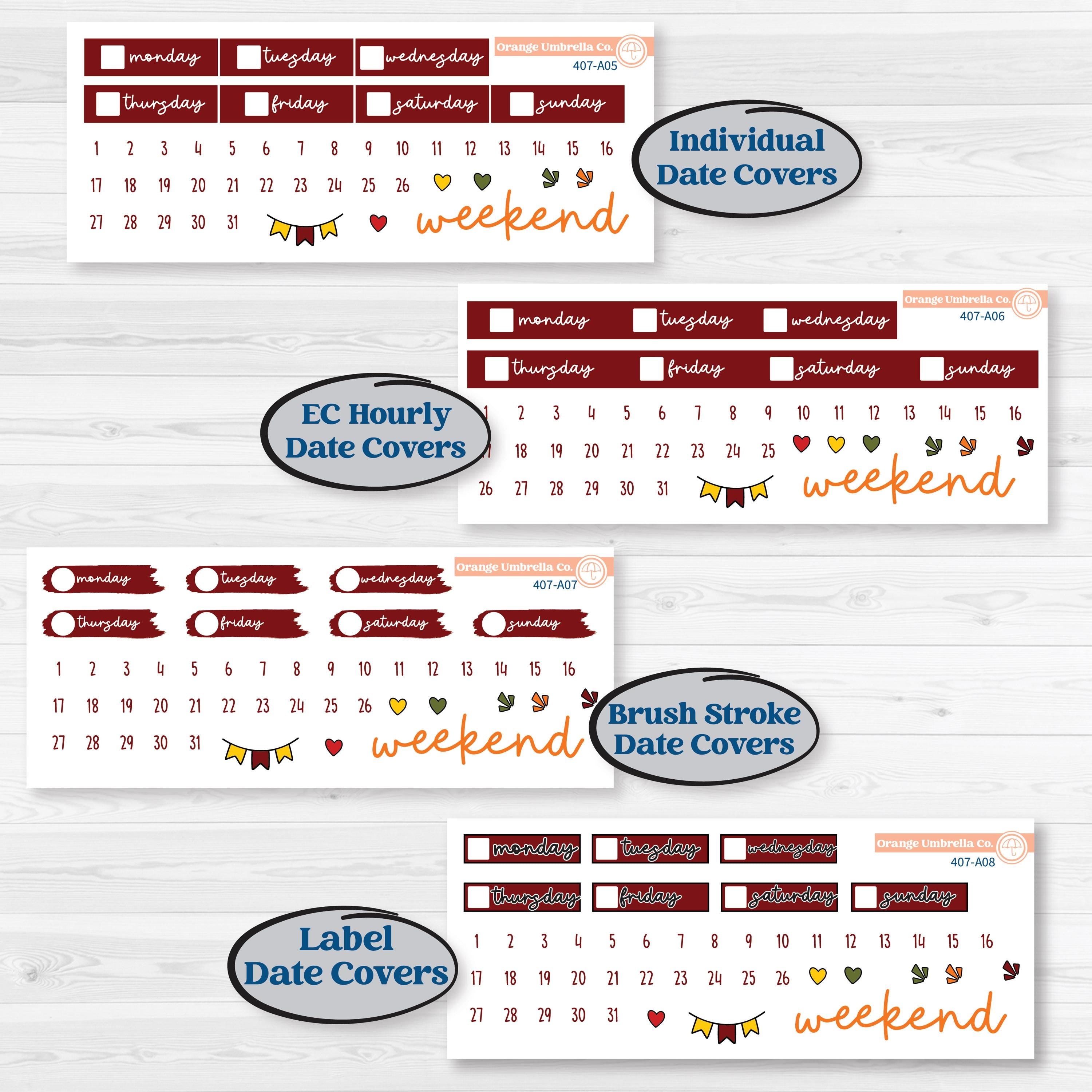 Colorful Autumn Stickers | Weekly Sticker Kit for Vertical Planners like Erin Condren | Vivid | KIT-407-A