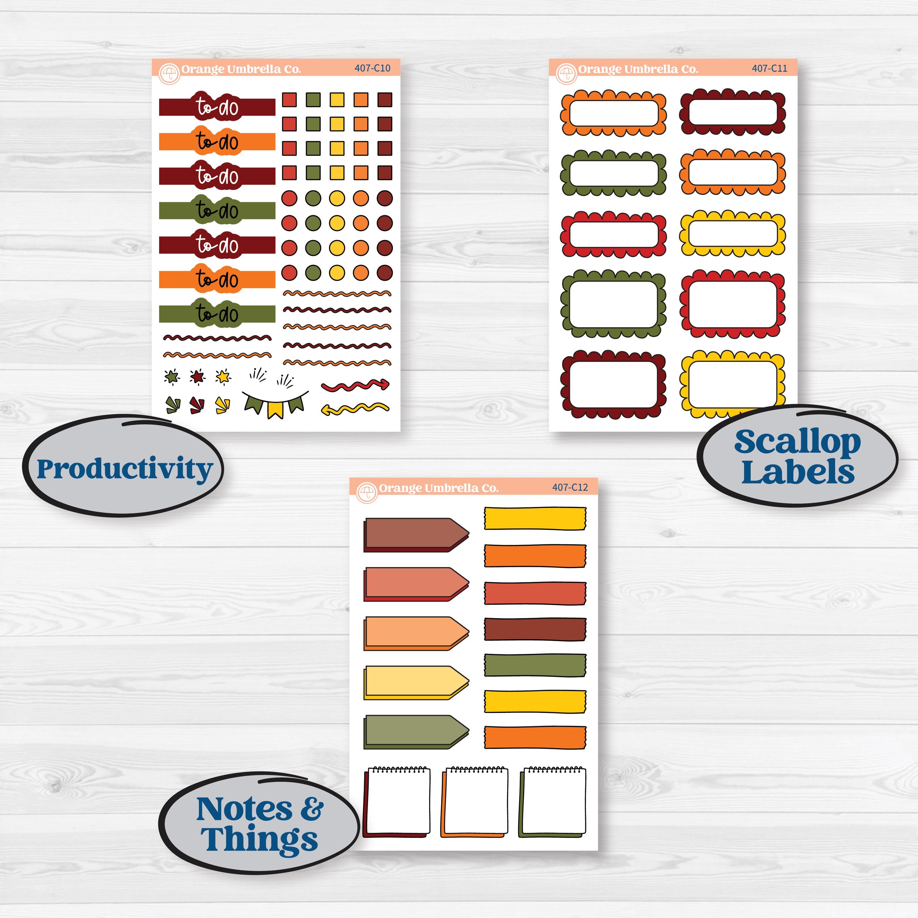 Colorful Autumn Stickers | Weekly Add-On Labels Planner Kit Stickers | Vivid | KIT-407-C