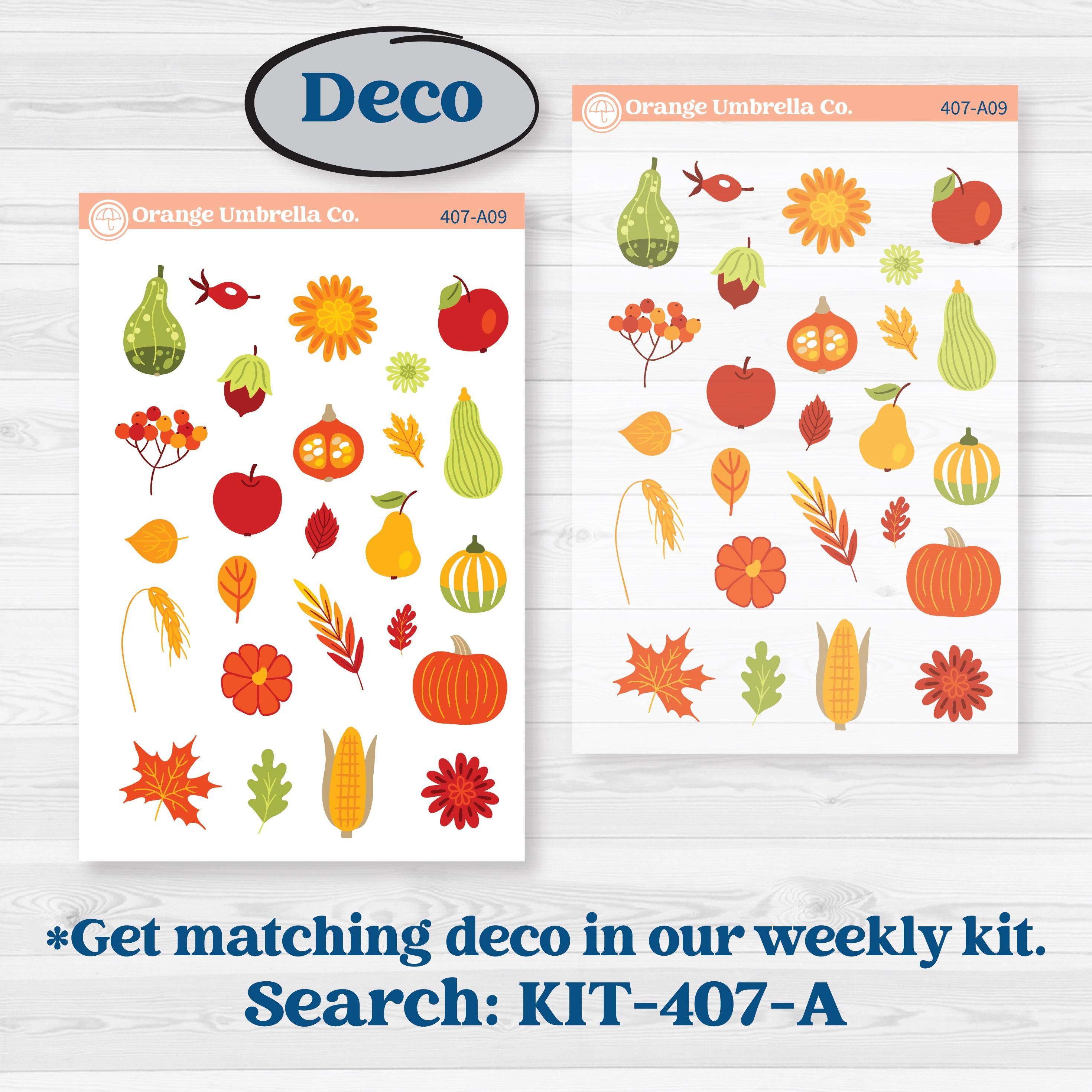Colorful Autumn Stickers | Journaling Kit Planner Stickers | Vivid | KIT-407-D