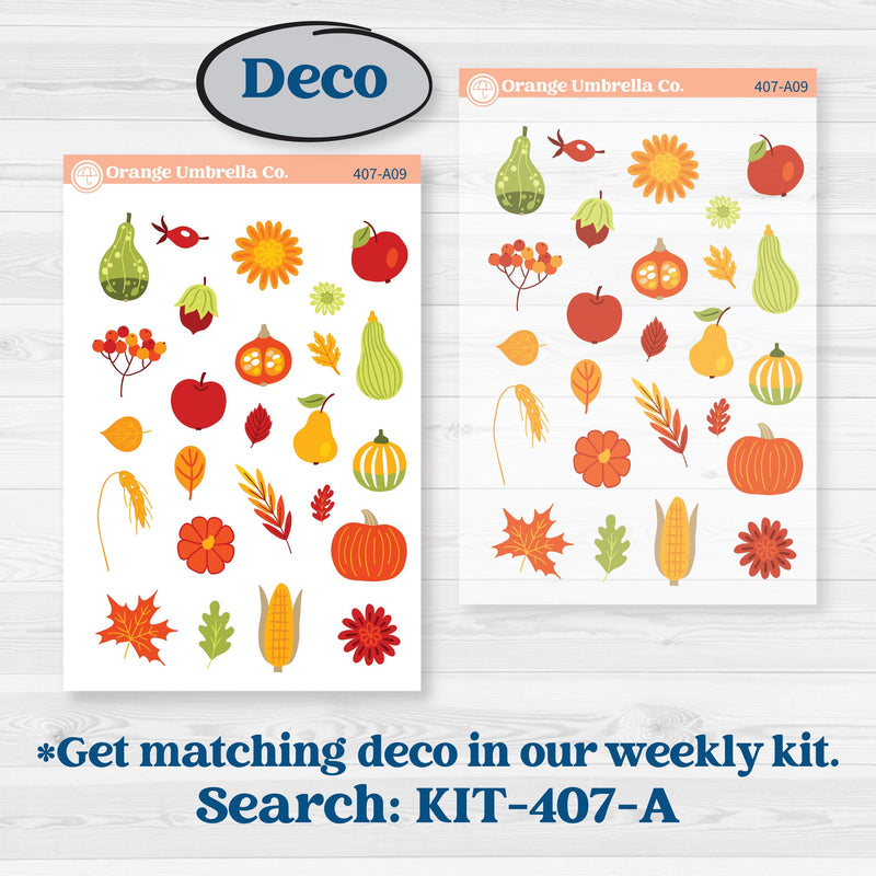 Colorful Autumn Stickers | Journaling Kit Planner Stickers | Vivid | KIT-407-D