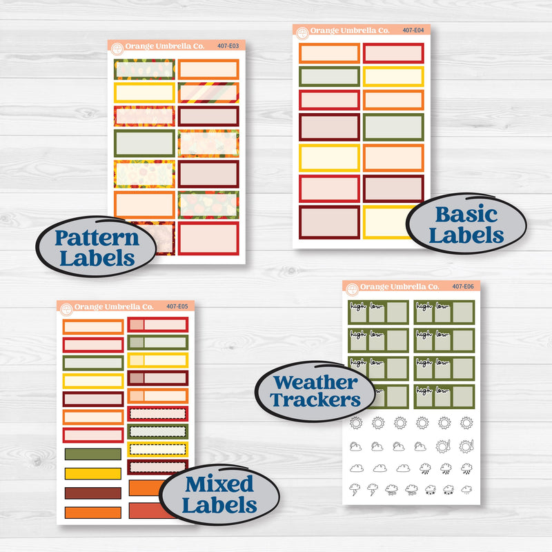 Colorful Autumn Stickers | Hobonichi Cousin Weekly & Daily Planner Kit Stickers | Vivid | KIT-407-E