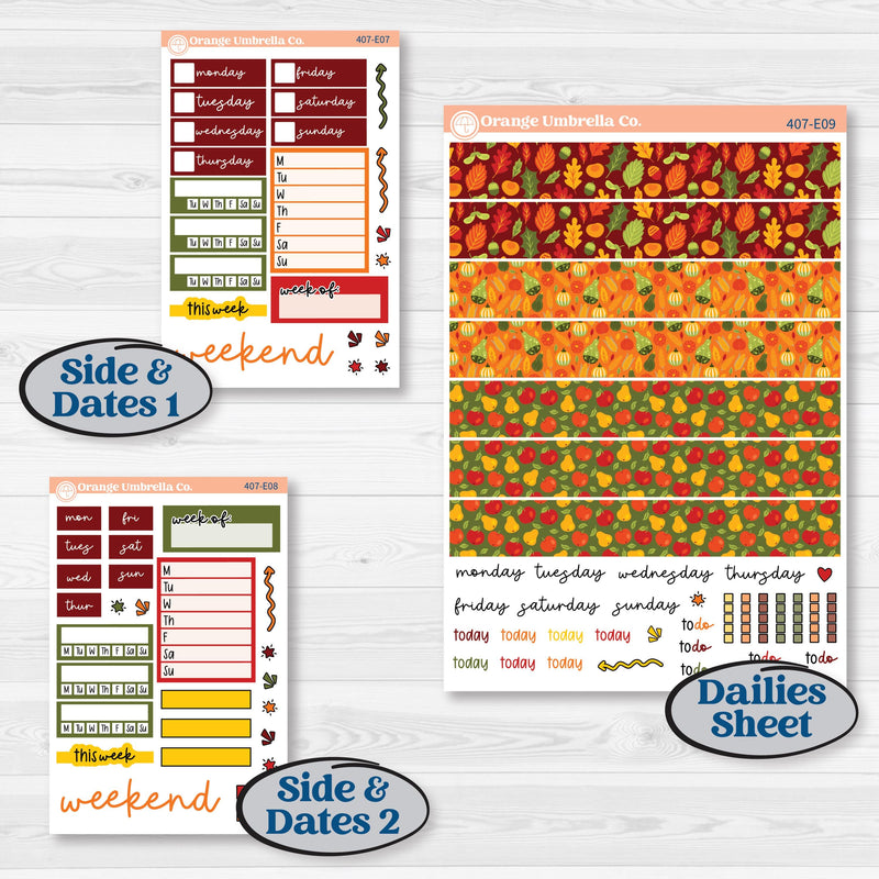 Colorful Autumn Stickers | Hobonichi Cousin Weekly & Daily Planner Kit Stickers | Vivid | KIT-407-E
