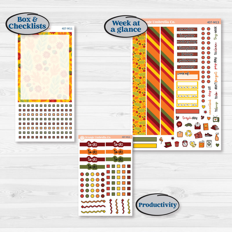 Colorful Autumn Stickers | 7x9 Erin Condren Daily Duo Planner Kit Stickers | Vivid | KIT-407-M