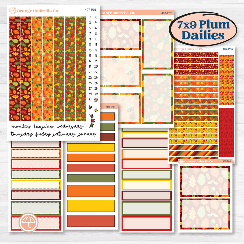 Colorful Autumn Stickers | 7x9 Plum Daily Planner Kit Stickers | Vivid | KIT-407-P