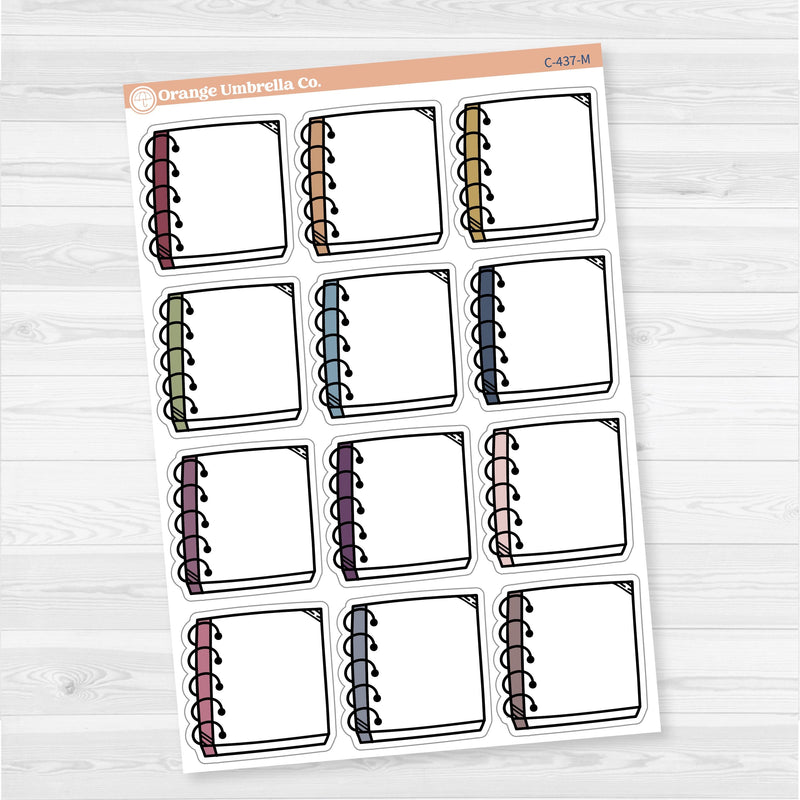 Large journaling spiral notes sticker sheet with 12 big boxes for decorative journaling, scrapbooking, or planner spreads.
