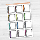 Large journaling spiral notes sticker sheet with 12 big boxes for decorative journaling, scrapbooking, or planner spreads.
