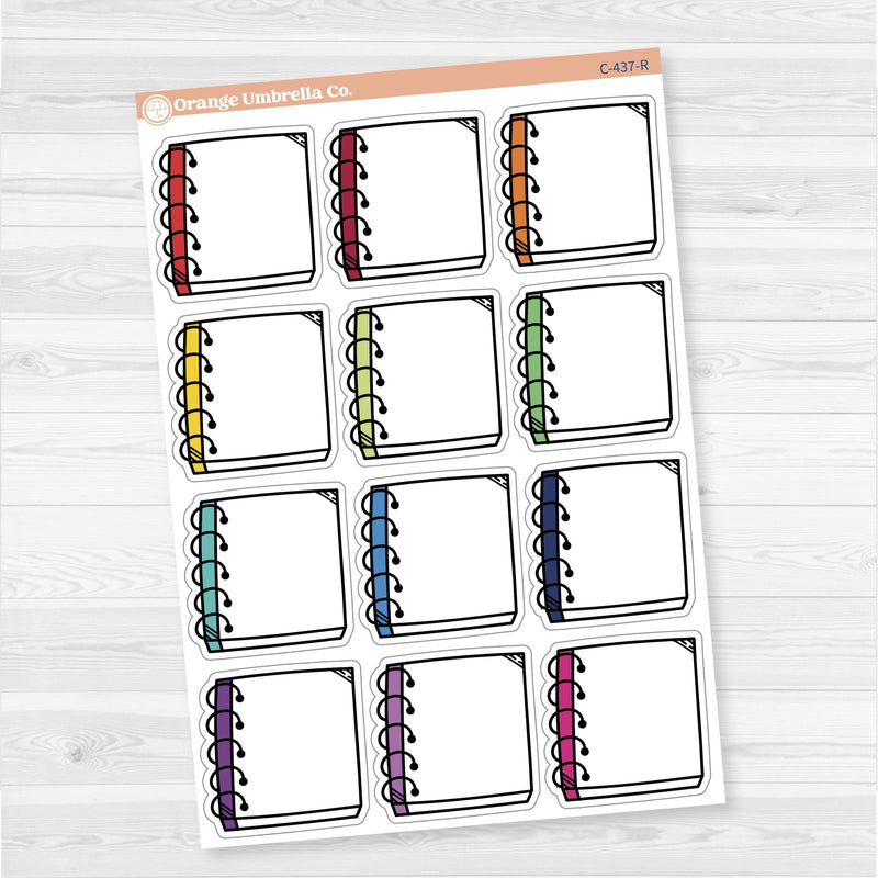 Large journaling spiral notes sticker sheet with 12 big boxes for decorative journaling, scrapbooking, or planner spreads.
