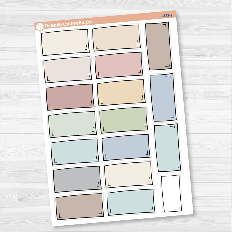 Large white rectangle journaling box sticker sheet with 17 big box stickers for planners and scrapbooking.