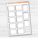 Large white spiral journaling box sticker sheet with 13 big decorative boxes for planners and journaling.