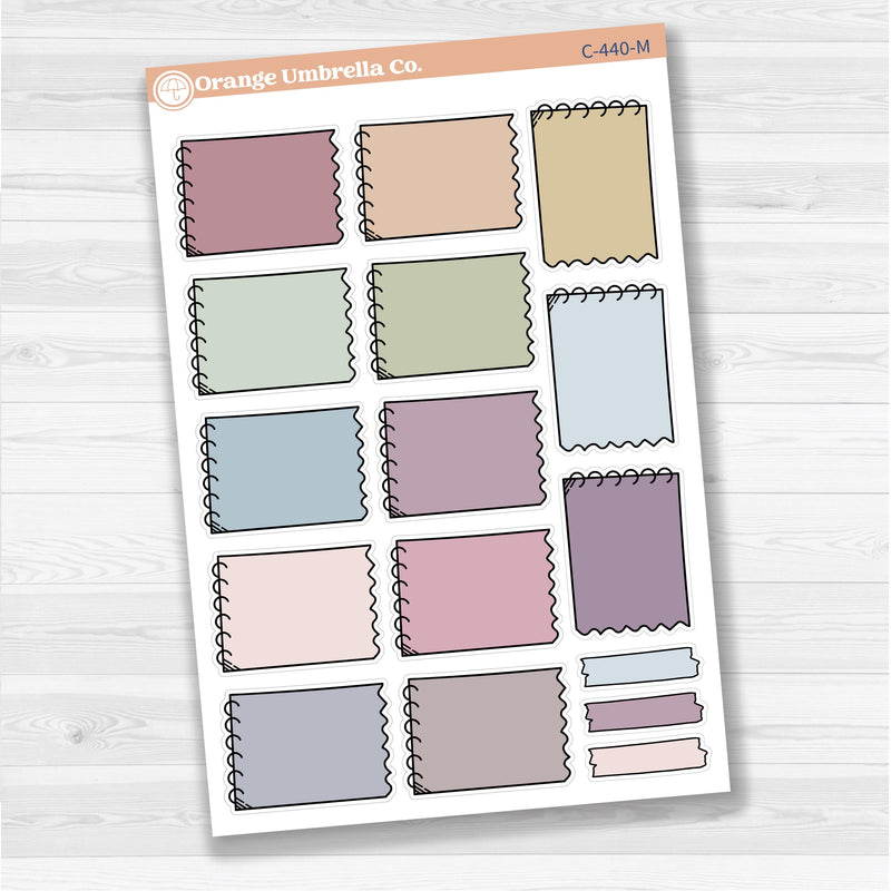 Large white spiral journaling box sticker sheet with 13 big decorative boxes for planners and journaling.