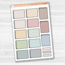 Large white spiral journaling box sticker sheet with 13 big decorative boxes for planners and journaling.