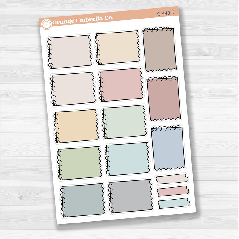 Large white spiral journaling box sticker sheet with 13 big decorative boxes for planners and journaling.