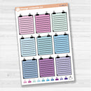 Sticker sheet with large binder clip note stickers for planners, journaling, and scrapbooking — white matte.