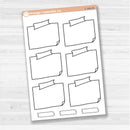 Sticker sheet with large rectangular washi tape journaling boxes for planners, scrapbooking, and Bible journaling — white matte.