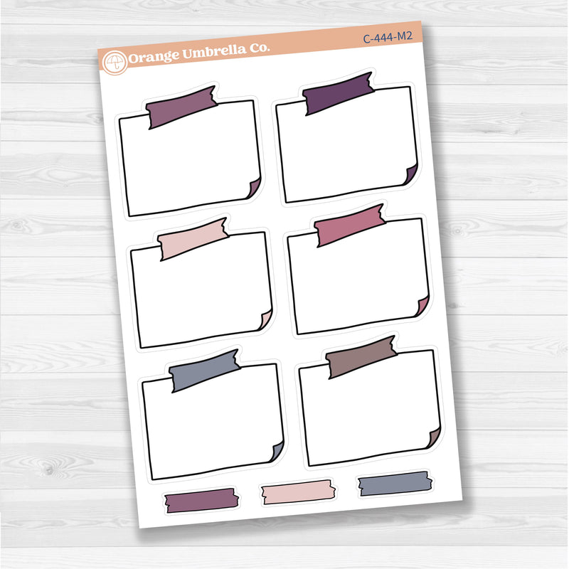 Sticker sheet with large rectangular washi tape journaling boxes for planners, scrapbooking, and Bible journaling — white matte.