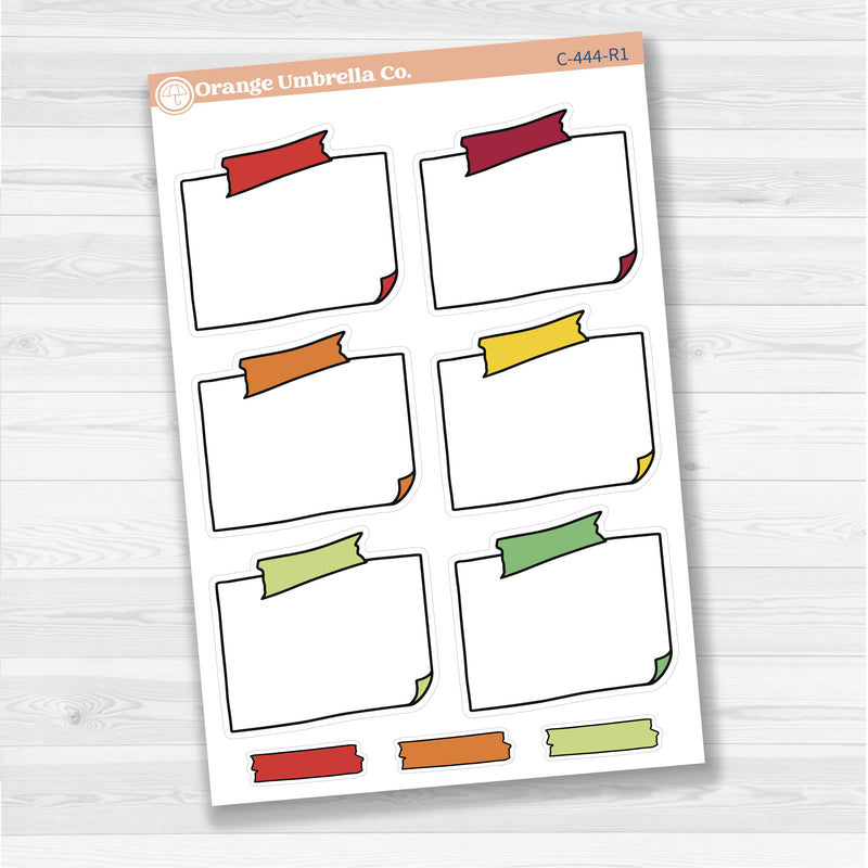 Sticker sheet with large rectangular washi tape journaling boxes for planners, scrapbooking, and Bible journaling — white matte.