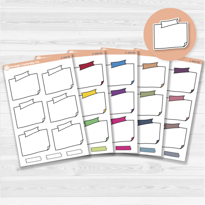 Sticker sheet with large rectangular washi tape journaling boxes for planners, scrapbooking, and Bible journaling — white matte.