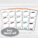 Sticker sheet with large rectangular washi tape journaling boxes for planners, scrapbooking, and Bible journaling — white matte.