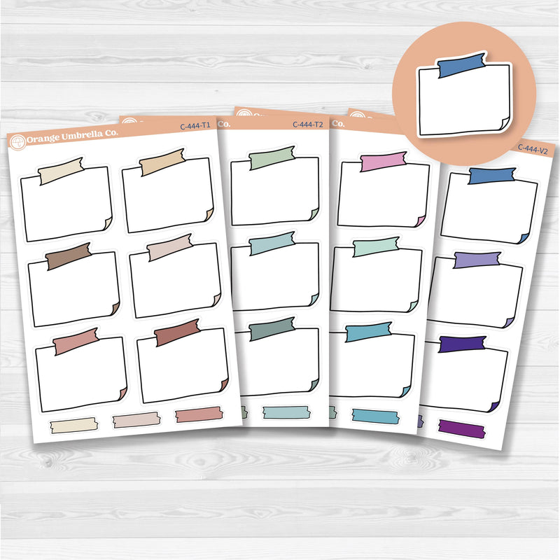 Sticker sheet with large rectangular washi tape journaling boxes for planners, scrapbooking, and Bible journaling — white matte.