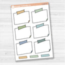 Sticker sheet with large rectangular washi tape journaling boxes for planners, scrapbooking, and Bible journaling — white matte.