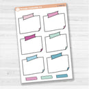 Sticker sheet with large rectangular washi tape journaling boxes for planners, scrapbooking, and Bible journaling — white matte.