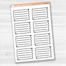 Sticker sheet with large torn lined note boxes for planners, scrapbooking, and Bible journaling — white matte.