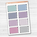 Sticker sheet with large torn lined note boxes for planners, scrapbooking, and Bible journaling — white matte.