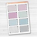 Sticker sheet with large torn lined note boxes for planners, scrapbooking, and Bible journaling — white matte.
